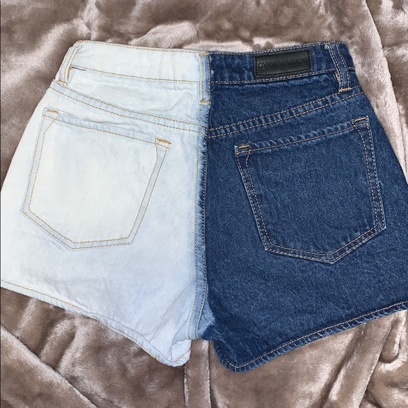 Double denim bleached shorts - Picture 2 of 2